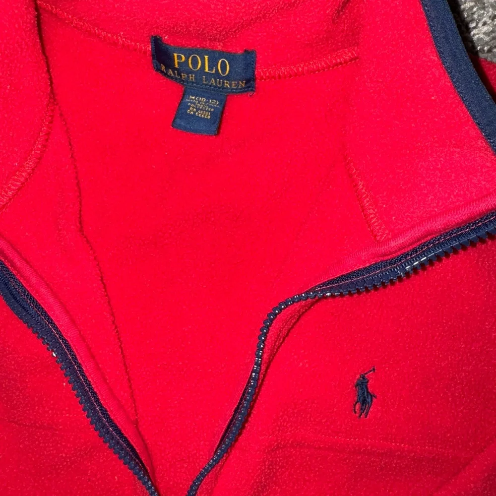 Ralph Lauren Red Fleece Jacket with Navy Accents - Picture 2 of 3